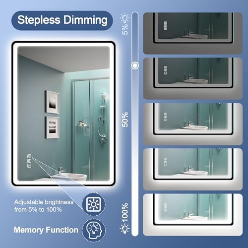 STARLEAD 24"x32" Black Frameless LED Bathroom Mirror - Image 6