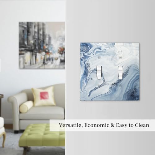 Decorative Switch Plates Blue Marble Pattern 2 Gang Double Toggle Wall Plate - Image 7