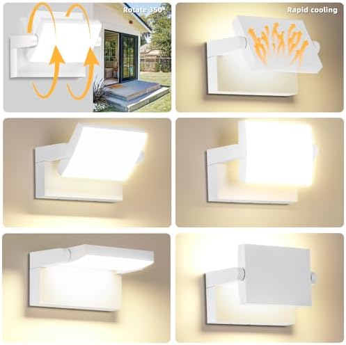 3Pack Outdoor LED Wall Light 40W White Flood Lights 350°Rotation - Image 3
