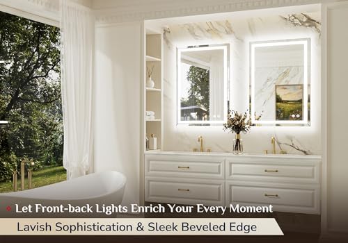 Keonjinn 24x36 in Beveled Lighted Bathroom Mirrors - Image 2
