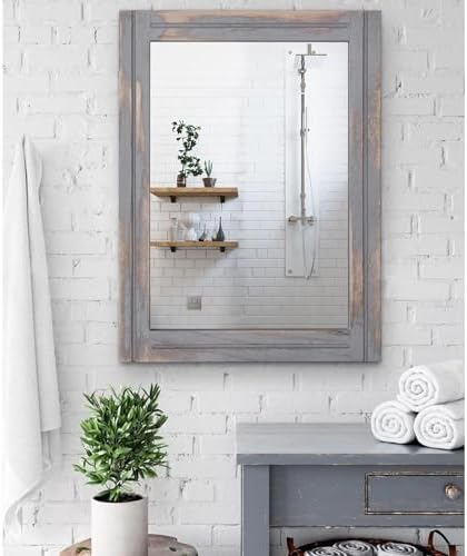 AAZZKANG Wood Framed Mirror Rectangular Rustic Wall Mirrors Decorative Large - Image 4