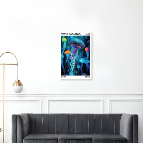 Unframed Colorful Jellyfish Tokyo 1984 Canvas Wall Art 24x36in - Image 5