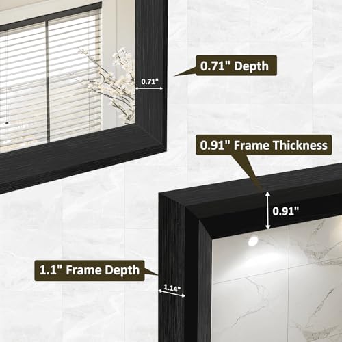 WEER Matte Black Bathroom Vanity Mirror 48X36 Inch - Image 4