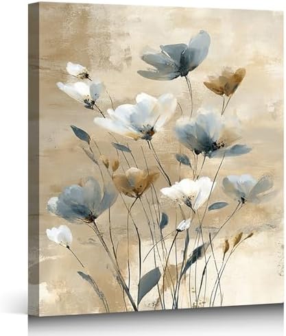 ZERILYN Ship Next Day Neutral Floral Wall Art Canvas Prints Abstract Flower by ZERILYN