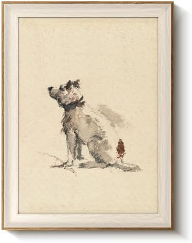 VIYYIEA Framed Dog Sketch Canvas Wall Art Rustic, 12x16 Inch by VIYYIEAART