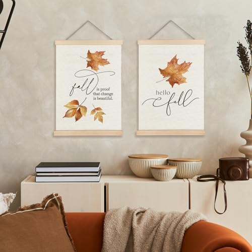 Supwhd Fall Leaf Wall Art with Wooden Poster Hanger, Fall Wall Decor, Fall - Image 2