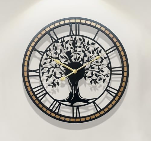 Large Wall Clock for Living Room Decor 24 Inch Tree of Life Metal Wall Art - Image 2