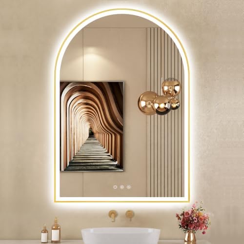 28"x40" Arched LED Lighted Bathroom Mirror by OUMUSUMIRROR
