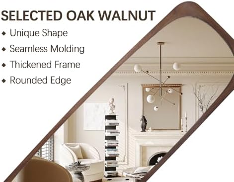 Niccy Rect Full Length Mirror, Wall-Mounted Wood Mirror - Image 5