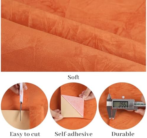 VaryPaper 15.7"x78.7" Orange Crushed Velvet Fabric Self Adhesive Flocking - Image 5