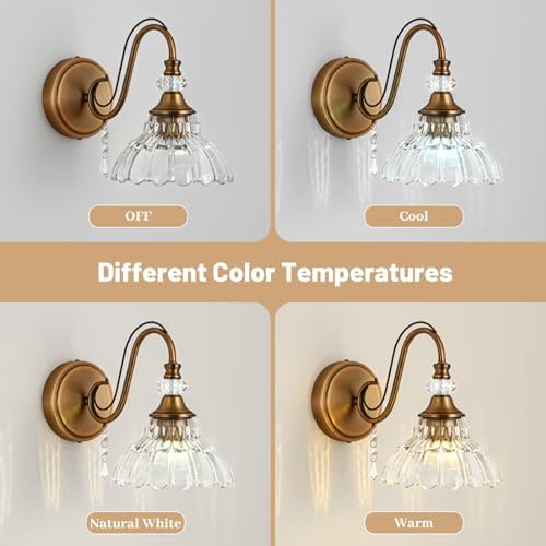 1 Piece Vintage Wall Sconce, 1-Light Matte Antique Brass Finish Wall Sconce - Image 7