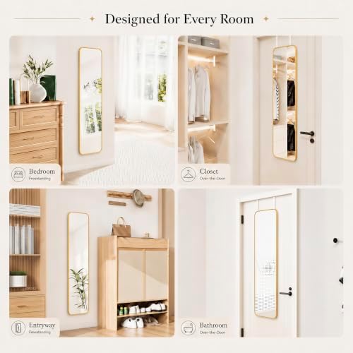 SCWF-GZ 47x14 Full Length Mirror Over the Door Hang or Wall Mounted Gold - Image 3