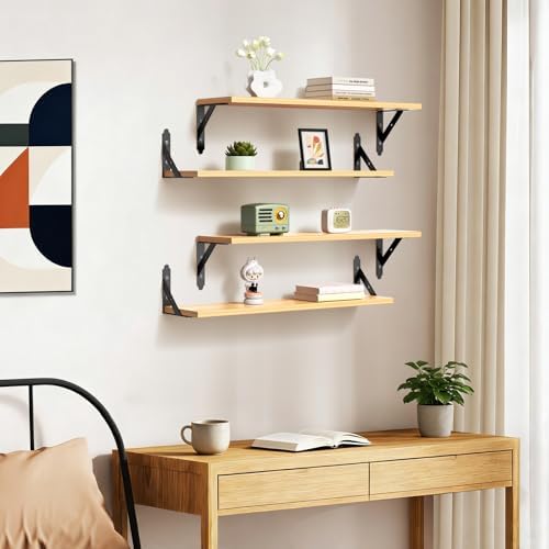 ROMGUAR CRAFT Wood Wall Floating Shelves Set of 4, 23.6" x 6" - Image 7