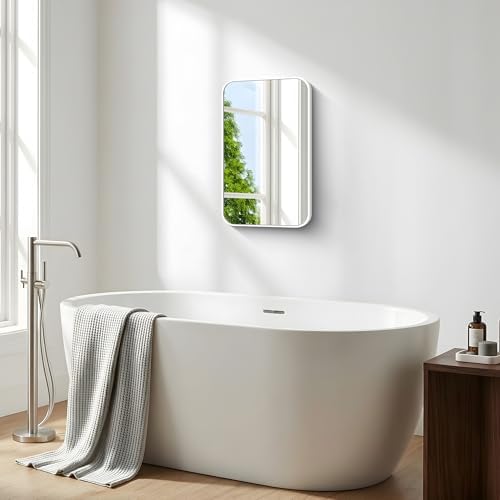 BONEWEI White Bathroom Mirror, 16x24 inch Wall Mirror - Image 3