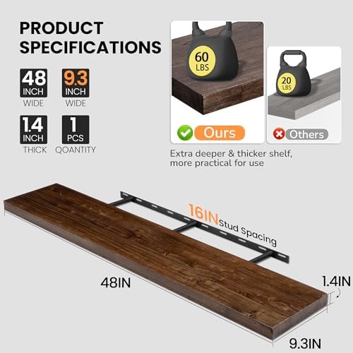 Fun Memories Floating Shelves for Wall, Heavy-Duty Mounted Shelves - Image 4