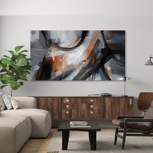 KLAKLA Abstract Canvas Wall Art Black Grey Orange Modern Picture - Image 4