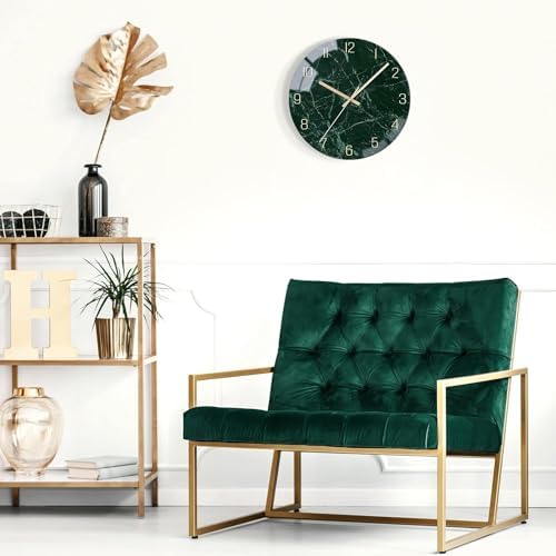 VIKMARI 10" Emerald Green Silent Glass Analog Wall Clock Home Bedroom Decor - Image 6