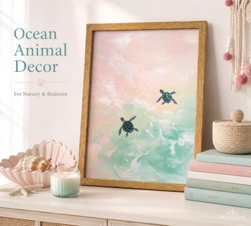 Framed Coastal Turtle Wall Art, Ocean Animal Picture, Summer Wall Decor - Image 3