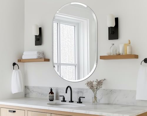 Frameless Oblong Wall Mirror: Modern Glass Mirror 31.5x19.7 inch - Image 4