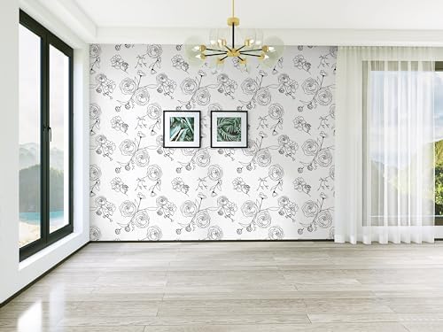 Safiyya 196"x17.3" Peel and Stick Wallpaper Black and White Contact Paper - Image 6