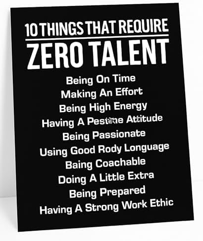 10 Things That Require Zero Talent Wall Art, Motivational Print by AmericanLuxuryGifts