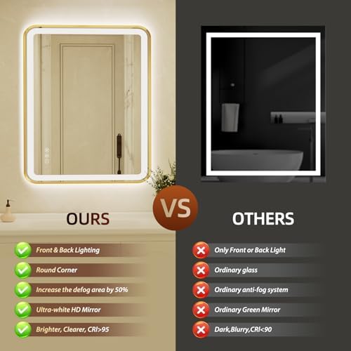 36x48 Inch Gold Framed LED Bathroom Mirror - Image 7