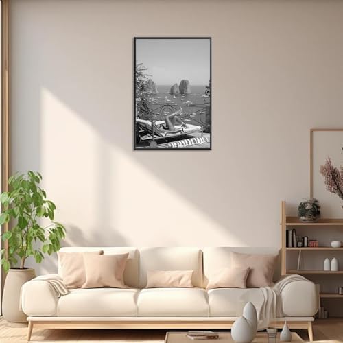 Retro Woman Sunbathing Poster Sexy Hot High Heels Girl Canvas Wall Art Black - Image 3