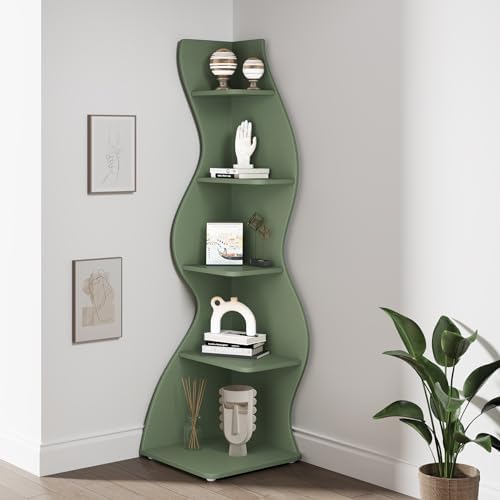 Tribesigns Corner Shelf, Modern 5-Tier Wall Corner Bookshelf, Stylish Corner - Image 5