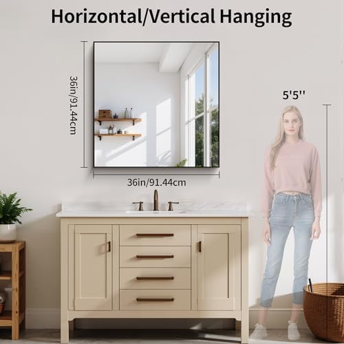YIROMAN Bathroom Mirror 36"x36", Square Vanity Mirror - Image 2