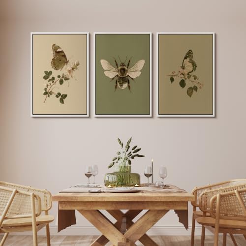 MUDECOR Framed Canvas Print Wall Art Set Butterfly Bee Set - Image 2