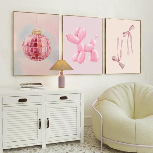 Blue and Pink Preppy Poster Set of 6 Cute Coquette Bow Boots Wall Art Aesthetic - Image 2