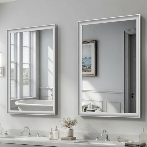 USHOWER 2 Pack 24x36 Inch Brushed Nickel Bathroom Mirrors by USHOWER