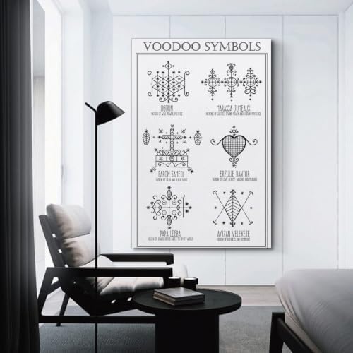 WBYMZWP Vintage Voodoo Symbols Poster Haitian Cultural Geometric Canvas Wall - Image 3