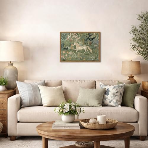 Funny Horse Wall Art, Whimsical Woodland Horse Wall Decor Painting Cute Animal - Image 2