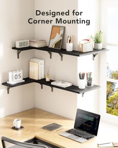 Amada Corner Floating Shelves, Paulownia Wood - Image 5
