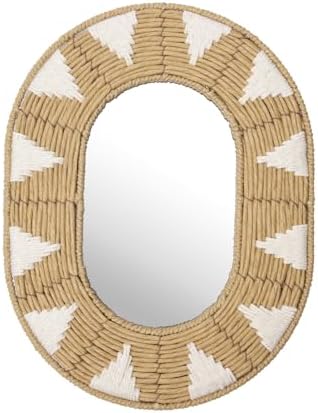 Briful Bohomain Wall Mirror Oval Decorative Mirror Seagrass Wall-Mounted Mirror by Briful
