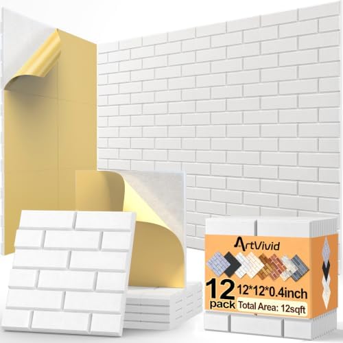 ArtVivid 12Pack Acoustic Panels, Brick Pattern Sound Proof Panels by ArtVivid