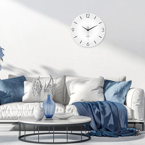 XFM Modern Simple Glass Wall Clock 20 Inch Large White - Image 3