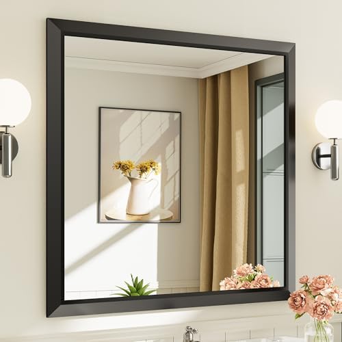 Briivue Black Metal Framed Bathroom Wall Mirror, 36x36 Inch by Briivuemodernmirrors