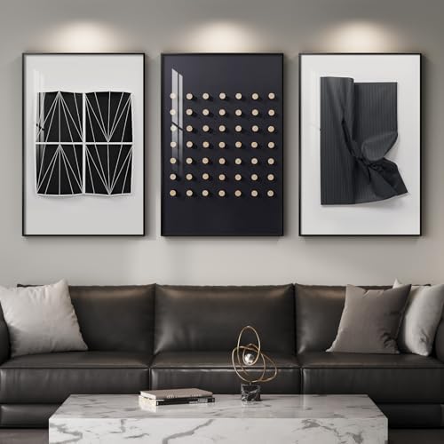 Cuspin Large Black and White Modern Living Room Wall Art, 3 Piece 24x36 In by Cuspin