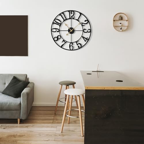 Large Wall Clock for Living Room Decor - 47cm/ 18 Inches Silent Non-Ticking - Image 2