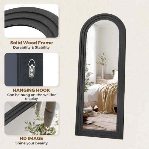 58x22 Arched Full Length Mirror, Solid Wood 3 Layer Frame - Image 3