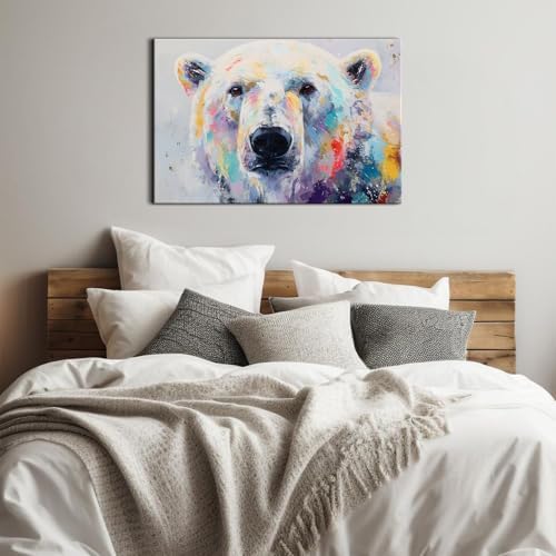 Abstract Bear Wall Art Watercolor Banksy Pop Art Wall Decor Funny Bears Canvas - Image 4