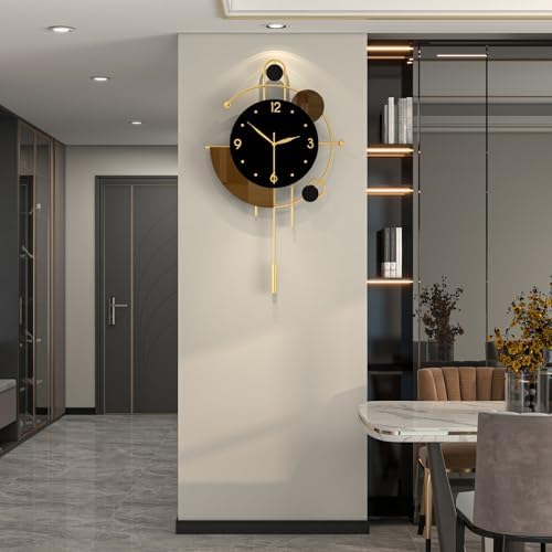 Large Modern Gold Metal Pendulum Wall Clock - Image 2