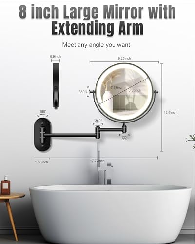 30X/1X 8 Inch Wall Mounted Magnifying Makeup Mirror - Image 6