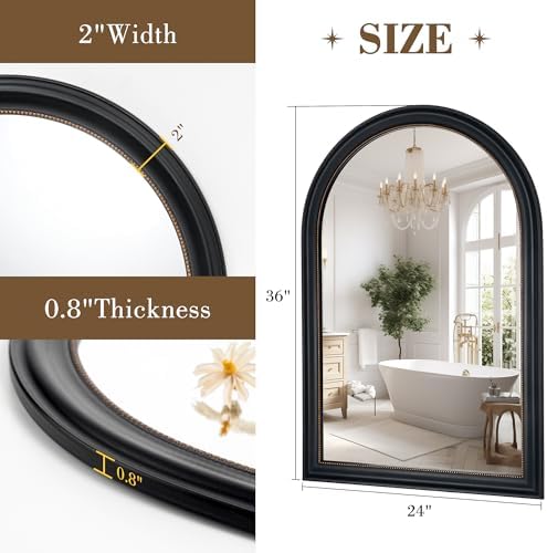 Axeman 24x36 Arched Wall Mirror, Decorative Bathroom Mirror, Traditional - Image 5