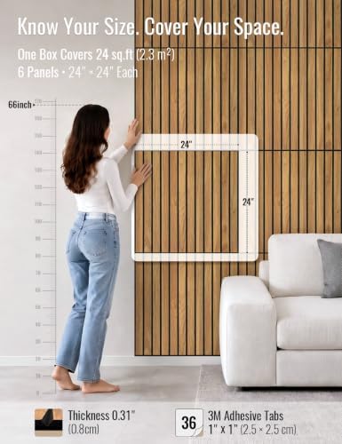 Wood Grain Acoustic Panels, 3D Grooved Sound Absorbing Wall Panels, - Image 2
