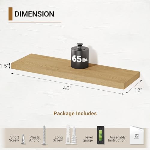 Vivelove 12 Inch Deep Floating Shelves, 48 X 12 Inches - Image 3