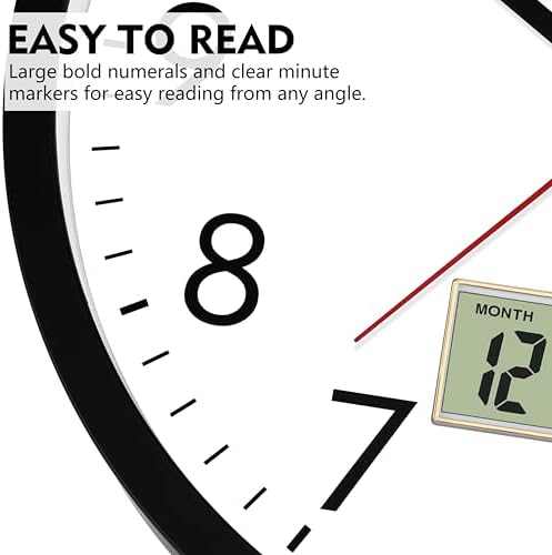 Lumuasky Wall Clock Digital 12" Non-Ticking Silent Battery Operated Analog - Image 6