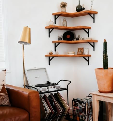 LEOPO Corner Floating Shelves Wall Mounted Set of 4, Corner Wall Shelves - Image 2
